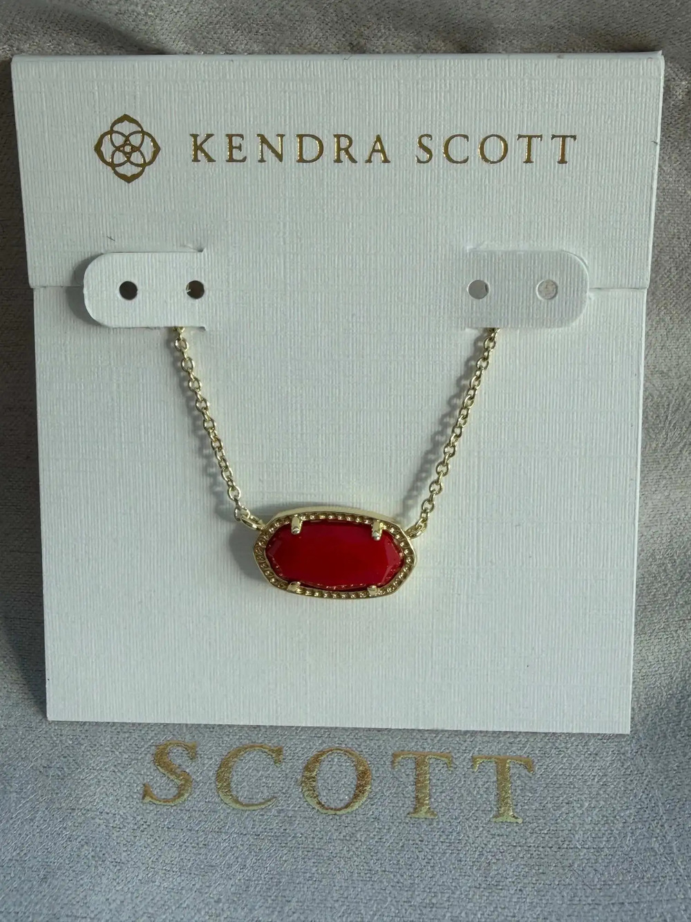 Kendra Scott Elisa Silver Pendant Necklace in Red Drusy